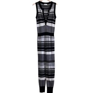 Tsesay Wool Cashmere Romper Onesie Small Medium Fair Isle Sleeveless Grey Black